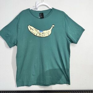 H&M Graphic T-Shirt Men’s XL Green Banana Print Tee Casual Short Sleeve Funny